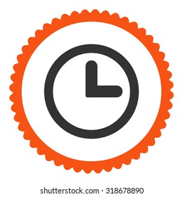 Clock round stamp icon. This flat vector symbol is drawn with orange and gray colors on a white background.