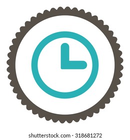 Clock round stamp icon. This flat vector symbol is drawn with grey and cyan colors on a white background.