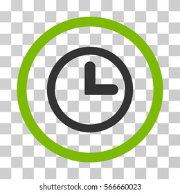 Clock rounded icon. Vector illustration style is flat iconic bicolor symbol inside a circle, eco green and gray colors, transparent background. Designed for web and software interfaces.
