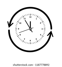 clock and rounted arrows