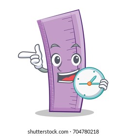 With clock ruler character cartoon design