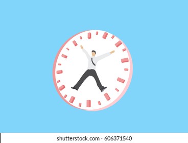 clock running with businessman on it.