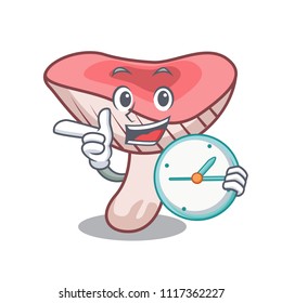 With clock russule mushroom character cartoon