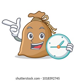 With clock sack character cartoon style