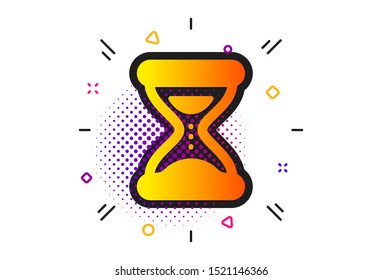 Clock sand sign. Halftone circles pattern. Hourglass time icon. Watch symbol. Classic flat time icon. Vector