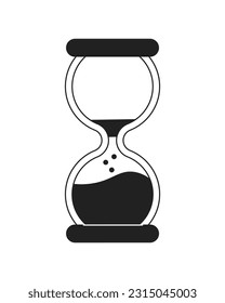 Clock sand-glass monochrome flat vector object. Hourglass time counting. Watch sand. Deadline. Editable black and white thin line icon. Simple cartoon clip art spot illustration for web graphic design