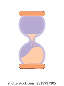 Clock sand-glass semi flat colour vector object. Hourglass time counting. Watch sand. Deadline. Editable cartoon clip art icon on white background. Simple spot illustration for web graphic design