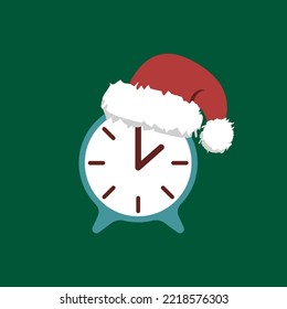 clock with santa hat design illustration isolated on background