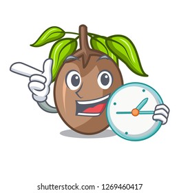 With clock sapodilla fruit isolated on the mascot