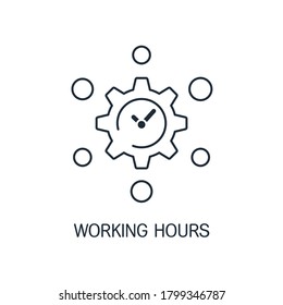 Clock, Schedule. Distribute Working Hours. Vector Linear Icon Isolated On White Background.