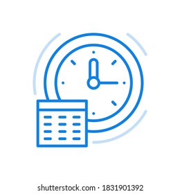 
Clock Schedule Icon Vector. Business Marketing And Management In Right Time. Frame Clock Face And Calendar As Symbol Of Successful Global Marketing Presentation Financial Teamwork.