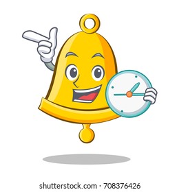 With clock school bell character cartoon