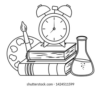 Clock and school supplies design