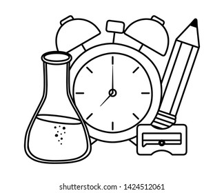 Clock and school supplies design