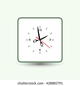  clock, scissors and comb,icon