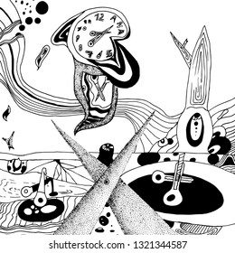 
clock and scissors, time