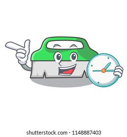 With clock scrub brush character cartoon