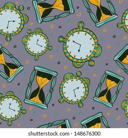 Clock seamless background, vector illustration 