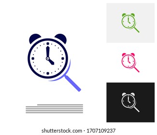 Vector de concepto de diseño del logotipo de búsqueda de reloj. Plantilla de logotipo de administración de tiempo. Icono de concepto aislado en fondo blanco. Símbolo vector.