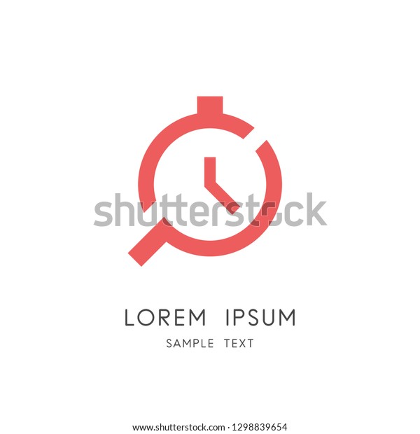 Clock Search Logo Stop Watch Loupe Stock Vector Royalty Free