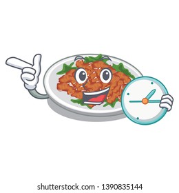 With clock sesame chicken isolated with the cartoon