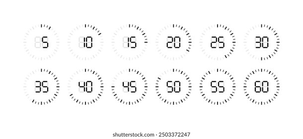 Clock set icons. Flat style. Vector icons.