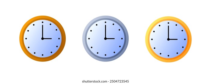 Clock set icons. Flat style. Vector icons.