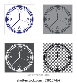 Clock Set icons with four Color Variations of flat style. Vector illustration.