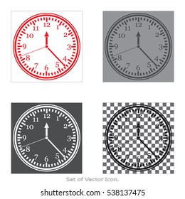 Clock Set icons with four Color Variations of flat style. Vector illustration.