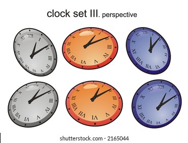 Clock set textured vector in different perspective