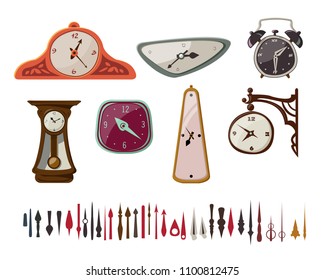 Clock set. Vector illustration isolated on background.