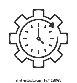 Clock setting icon in thin line style. Time setting icon. Vector illustration. Linear Clock icon.