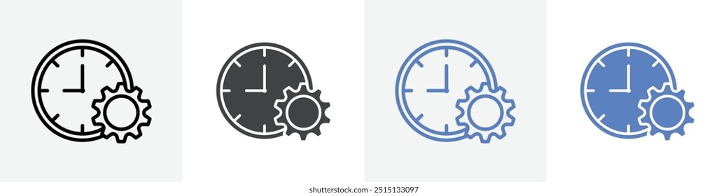 Uhr mit Einstellung Symbol, Vektorsatz für Web-UI oder App