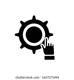Icono negro de configuración de reloj, ilustración conceptual, símbolo plano vectorial, signo de glifo.