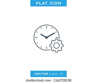 Clock Settings Vector Line Icon With Editable Stroke