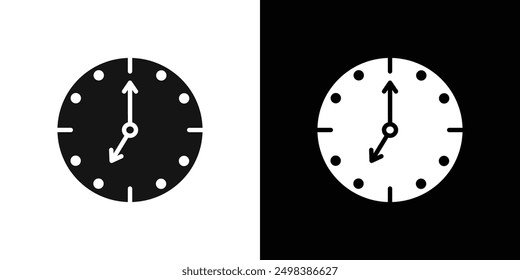 Clock seven icon flat line symbol set.