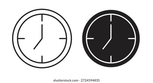 Clock seven icon with line and silhouette versions.