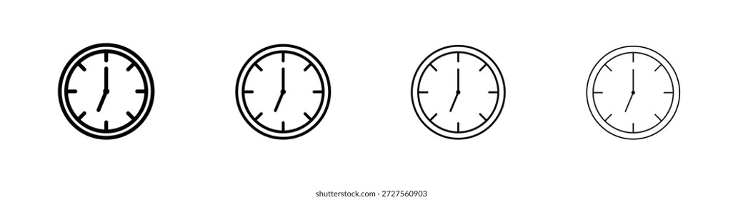 Clock seven icon in modern stroke line style. Vector 10 eps