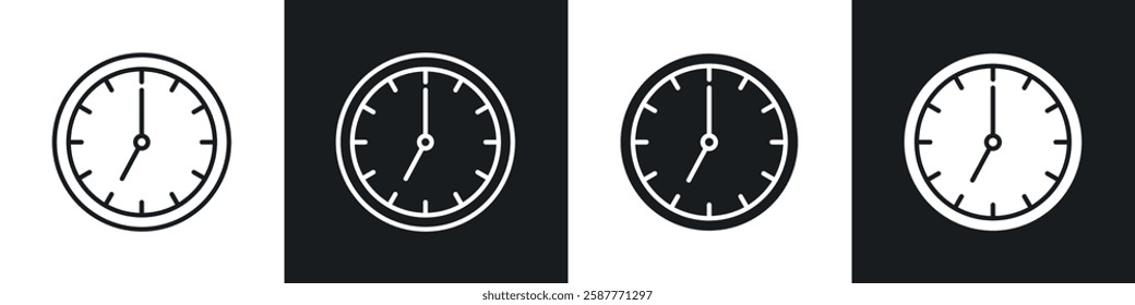 Clock seven icon set black and white colors. Graphic Vector icons pack