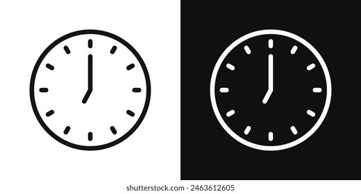 Clock seven icon set. Symbols for 7 AM and 7 PM times.