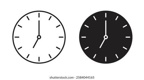 Clock seven icon set in thin line. vector illustrations for web