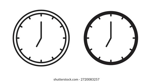 Uhr sieben Icons von schwarz in verschiedenen Stilen