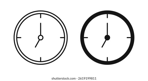Clock seven icons set in black colors on white background