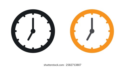 Clock seven icons set vectors black and colored style