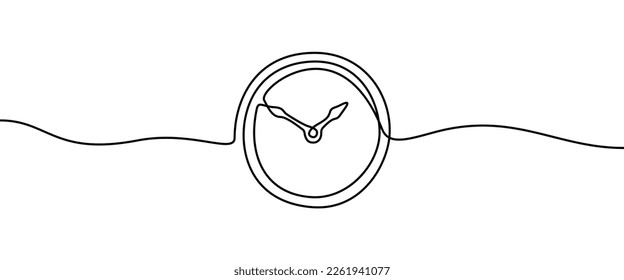 Clock shape drawing by continuos line, thin line design vector illustration