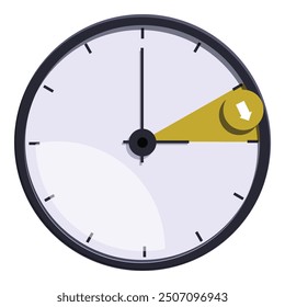 Clock is showing the time passing by with a yellow section moving towards an arrow