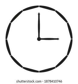 The clock shows three o'clock in black and white with eps format