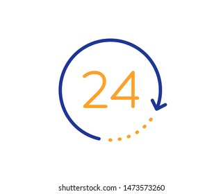 Clock sign. 24 hours time line icon. Watch symbol. Colorful outline concept. Blue and orange thin line 24 hours icon. Vector
