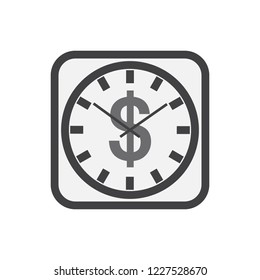 Clock sign with dollar symbol, vector illustration