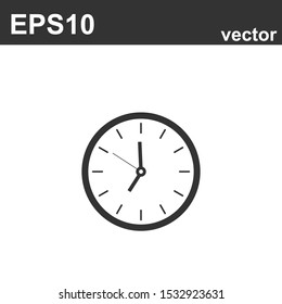 Clock sign icon in flat style on white. Vector illustration